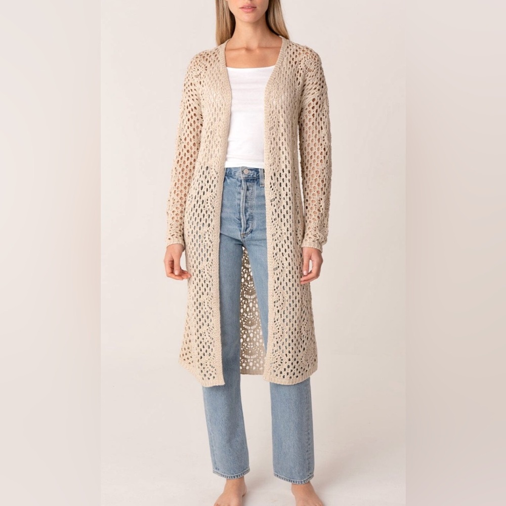 Moon & Madison Open Knit Cardigan in Oatmeal. Size XS. NWT